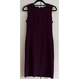 Calvin Klein Aubergine Plum Purple Sleeveless Sheath Dress Gold Exposed Zip 6P